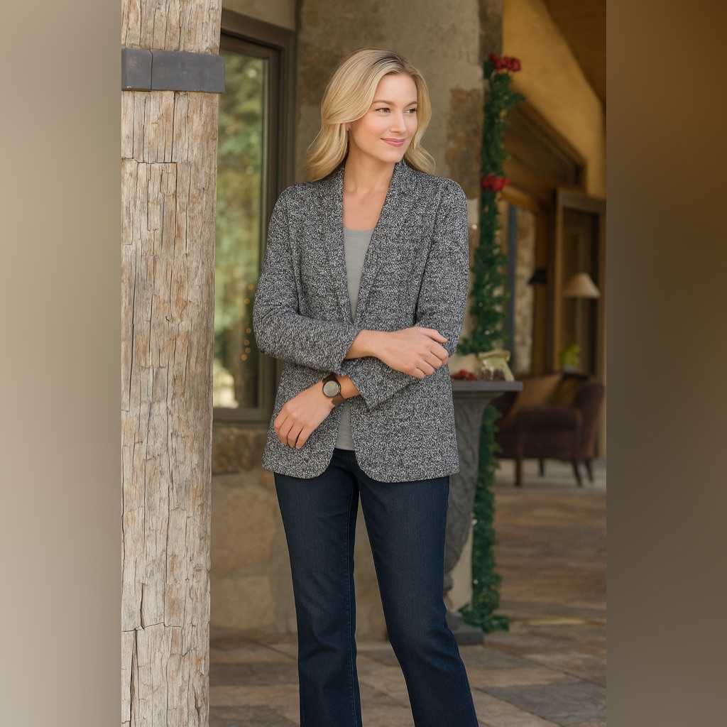 Soft Surroundings Women's Marble Knit Open-Front Cardigan Sz. S